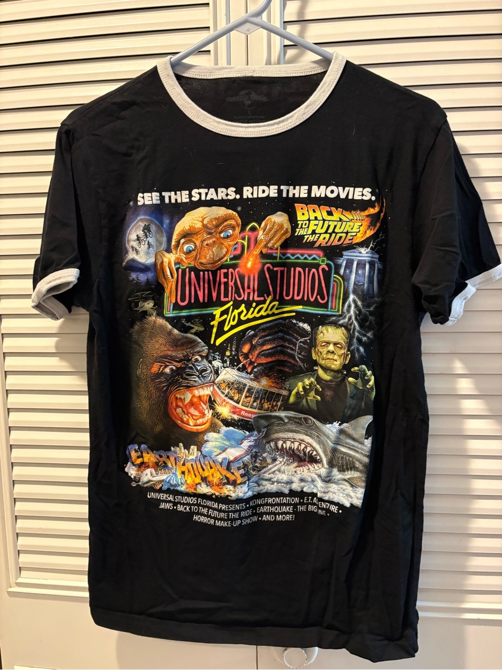 Universal Studios Florida Black Graphic Tee - Retro Movie Collage